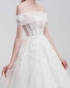 2-in-1 ball gown wedding dress with off-the-shoulder and strapless options, sparkling tulle, beading, and a voluminous princess-style skirt