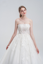 Load image into Gallery viewer, 2-in-1 ball gown wedding dress with off-the-shoulder and strapless options, sparkling tulle, beading, and a voluminous princess-style skirt

